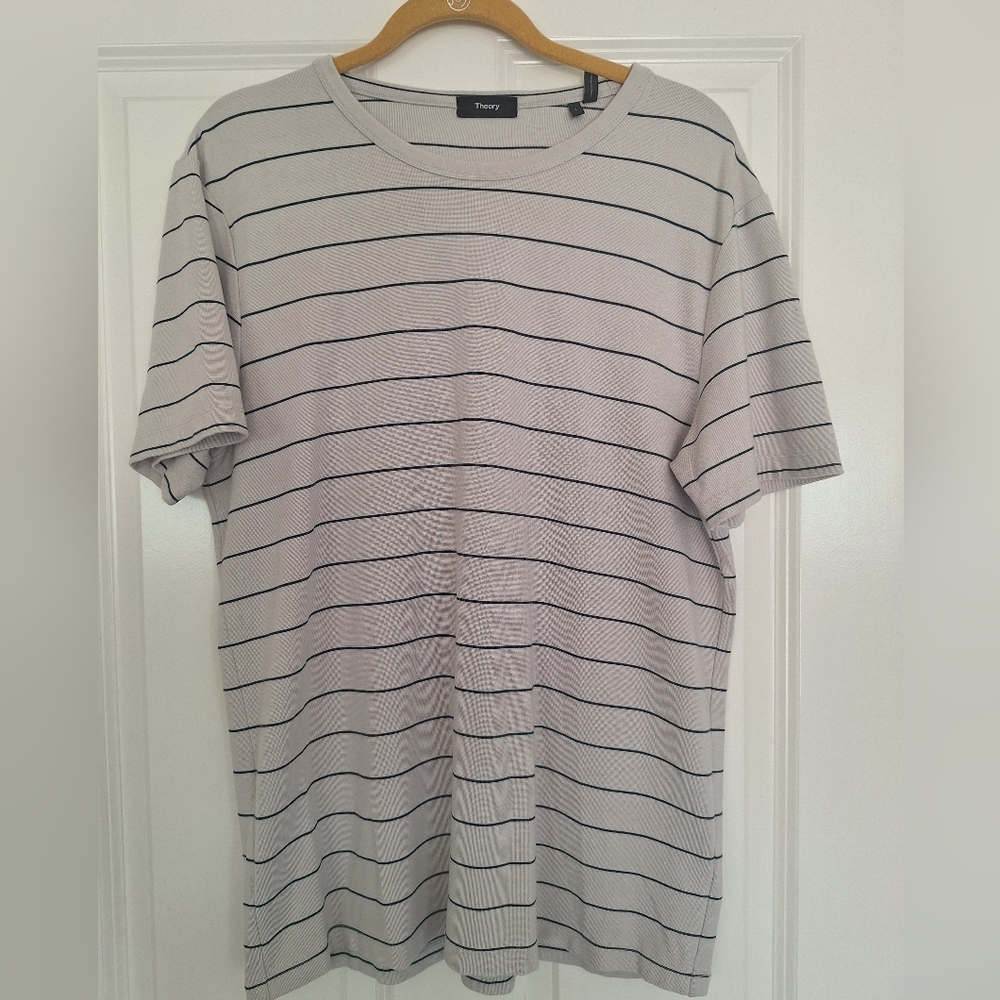 Theory Men's Black Striped‎ Cream Shirt Size L